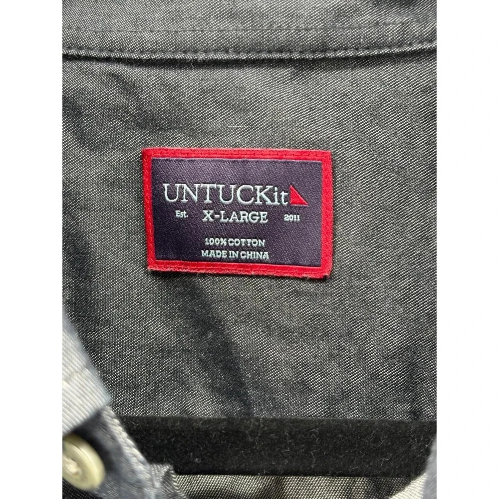 Untuck, Black/Gray Button-Front Long Sleeve Shirt, Men's Size XL, Pre-Owned